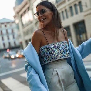 Zara Multicolored Shimmery Crop Top